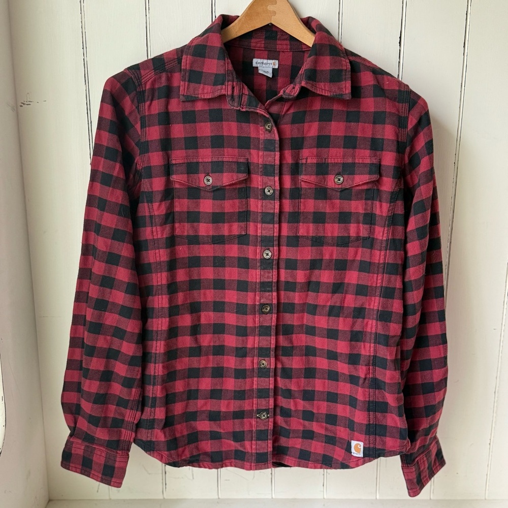Carhartt Red & Black Plaid Button-Up Shirt
